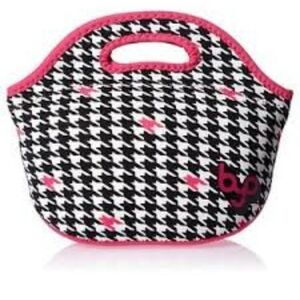 BUILT NEW YORK Insulated Cooler Lunchbag Houndstooth Black White Pink Reusable